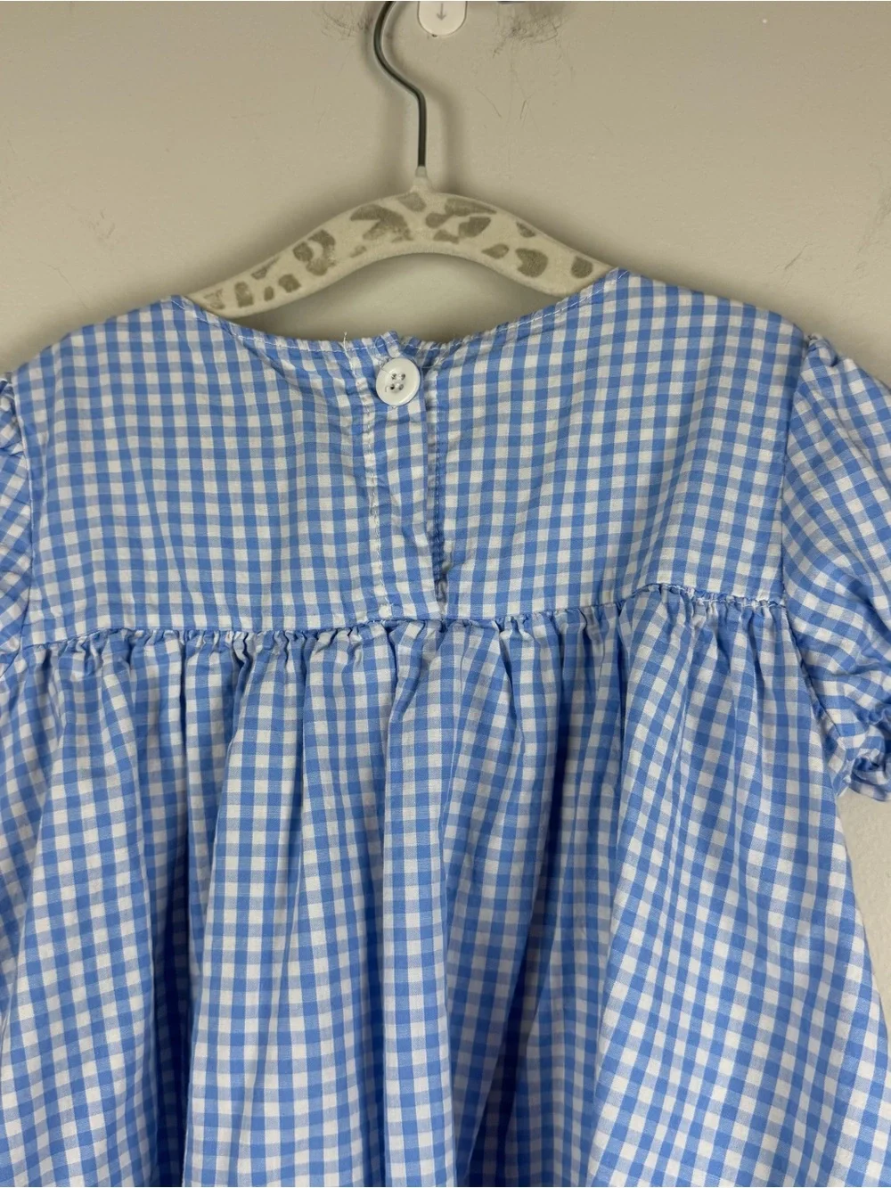 Honey Bean Blue White Gingham Seashell Embroidery Coastal Dress Beach Size 4